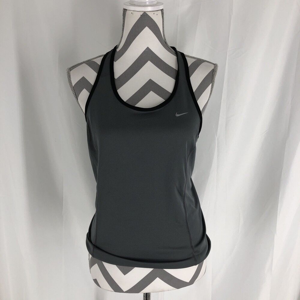 NIKE Grey Black Logo Racerback Tank Top Women’s size Medium
